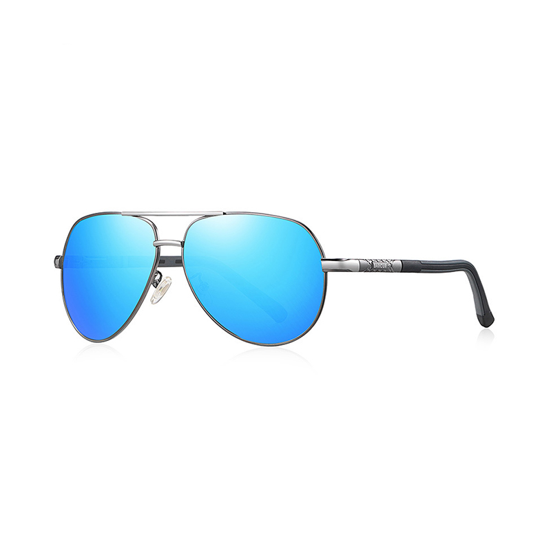 BARCUR – Γυαλιά Ηλίου Pilot Stainless Gun/Black Σκελετός & Μπλε Φακός Polarized (8768)