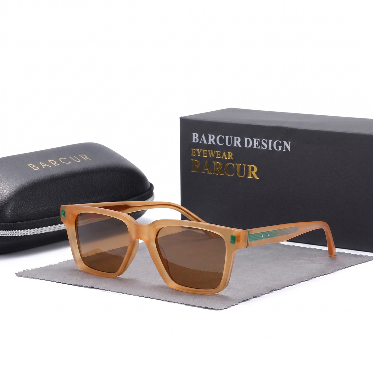 BARCUR – Γυαλιά Ηλίου Caramel Matte Crystal Square με Καφέ Φακούς (3930)