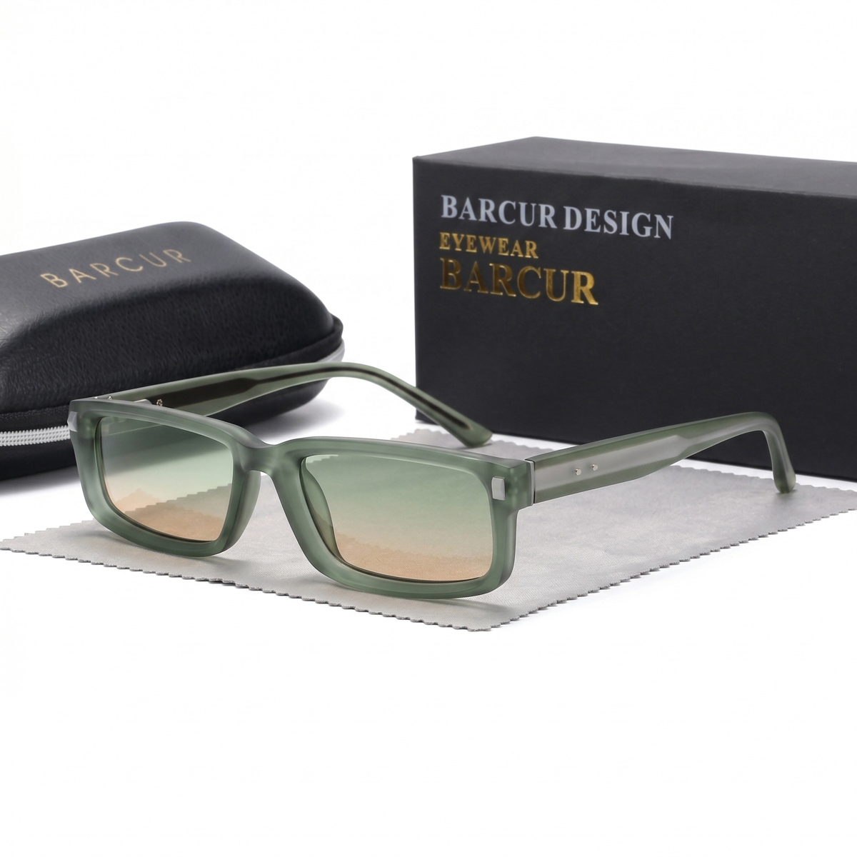 BARCUR – Γυαλιά Ηλίου Sage Green Rectangular με Gradient Φακούς (3935)
